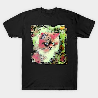 Persian Cat Abstract Art Design T-Shirt